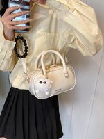 Women's Pu Leather Solid Color Cute Ornament Sewing Thread Zipper Handbag main image 5
