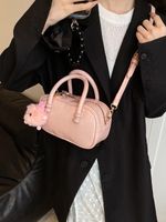 Women's Pu Leather Solid Color Cute Ornament Sewing Thread Zipper Handbag sku image 2