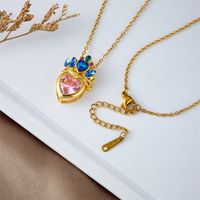 Wholesale Casual Lady Sweet Heart Shape Crown 304 Stainless Steel Copper Inlay Rhinestones Pendant Necklace main image 3