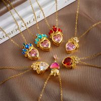 Wholesale Casual Lady Sweet Heart Shape Crown 304 Stainless Steel Copper Inlay Rhinestones Pendant Necklace main image 6