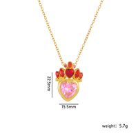 Wholesale Casual Lady Sweet Heart Shape Crown 304 Stainless Steel Copper Inlay Rhinestones Pendant Necklace sku image 7