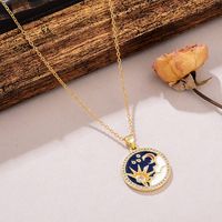 Copper 18K Gold Plated Vintage Style Enamel Inlay Star Moon Zircon Pendant Necklace main image 6