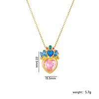 Wholesale Casual Lady Sweet Heart Shape Crown 304 Stainless Steel Copper Inlay Rhinestones Pendant Necklace sku image 6