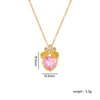 Wholesale Casual Lady Sweet Heart Shape Crown 304 Stainless Steel Copper Inlay Rhinestones Pendant Necklace sku image 1