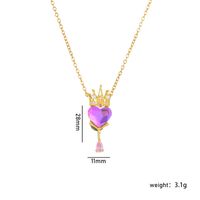 Wholesale Casual Lady Sweet Heart Shape Crown 304 Stainless Steel Copper Inlay Rhinestones Pendant Necklace sku image 4
