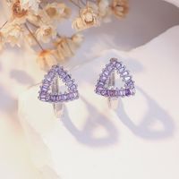 1 Pair Elegant Luxurious Solid Color Triangle Plating Inlay Copper Zircon White Gold Plated Earrings main image 5