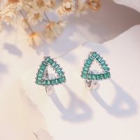 1 Pair Elegant Luxurious Solid Color Triangle Plating Inlay Copper Zircon White Gold Plated Earrings main image 6