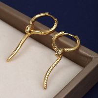 1 Pair Elegant Retro Xuping Snake Plating Copper Alloy 24k Gold Plated Earrings main image 4