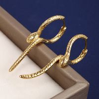 1 Pair Elegant Retro Xuping Snake Plating Copper Alloy 24k Gold Plated Earrings main image 5