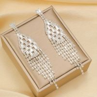 1 Pair Simple Style Classic Style Solid Color Plating Inlay Alloy Zircon Silver Plated Drop Earrings main image 5