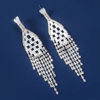 1 Pair Simple Style Classic Style Solid Color Plating Inlay Alloy Zircon Silver Plated Drop Earrings main image 3