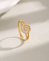 Wholesale Elegant Luxurious Geometric Copper Inlay 18K Gold Plated Zircon Adjustable Ring sku image 1