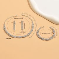 Cute Wedding Solid Color Alloy Plating Inlay Rhinestones Silver Plated Women's Jewelry Set main image 2