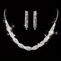 Cute Wedding Solid Color Alloy Plating Inlay Rhinestones Silver Plated Women's Jewelry Set main image 7