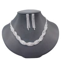 Cute Wedding Solid Color Alloy Plating Inlay Rhinestones Silver Plated Women's Jewelry Set main image 5