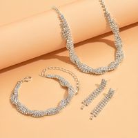 Cute Wedding Solid Color Alloy Plating Inlay Rhinestones Silver Plated Women's Jewelry Set main image 4