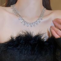 Cobre Plateado Elegante Líneas Embutido Diamantes De Imitación Gargantilla sku image 1