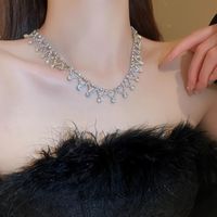 Cobre Plateado Elegante Líneas Embutido Diamantes De Imitación Gargantilla main image 7