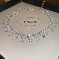 Cobre Plateado Elegante Líneas Embutido Diamantes De Imitación Gargantilla main image 2