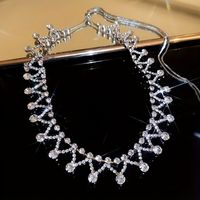 Copper Silver Plated Elegant Lines Inlay Rhinestones Choker main image 5