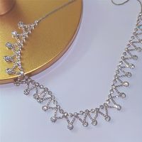 Le Cuivre Plaqué Argent Élégant Lignes Incruster Strass Collier Ras De Cou main image 4