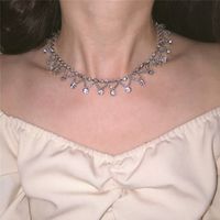 Cobre Plateado Elegante Líneas Embutido Diamantes De Imitación Gargantilla main image 6