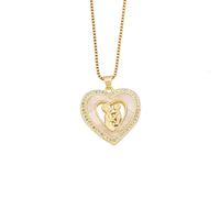 304 Stainless Steel Copper 18K Gold Plated Simple Style Classic Style Plating Heart Shape Zircon Pendant Necklace sku image 2