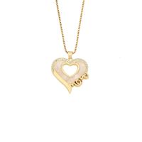 304 Stainless Steel Copper 18K Gold Plated Simple Style Classic Style Plating Heart Shape Zircon Pendant Necklace sku image 5