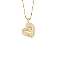 304 Stainless Steel Copper 18K Gold Plated Simple Style Classic Style Plating Heart Shape Zircon Pendant Necklace sku image 6