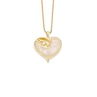 304 Stainless Steel Copper 18K Gold Plated Simple Style Classic Style Plating Heart Shape Zircon Pendant Necklace sku image 7