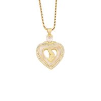 304 Stainless Steel Copper 18K Gold Plated Simple Style Classic Style Plating Heart Shape Zircon Pendant Necklace sku image 9