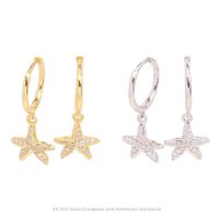 1 Pair Simple Style Classic Style Star Inlay Sterling Silver Zircon Drop Earrings main image 1
