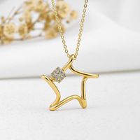 Copper 18K Gold Plated Simple Style Classic Style Plating Inlay Star Zircon Pendant Necklace main image 3