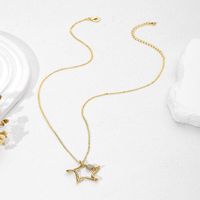 Cobre Chapados en oro de 18k Estilo Simple Estilo Clásico Enchapado Embutido Estrella Circón Collar Colgante main image 5