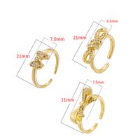Wholesale Casual Simple Style Bow Knot Copper Plating Inlay 18K Gold Plated Zircon Open Rings main image 2