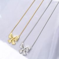 Copper 18K Gold Plated Casual Bow Knot Pendant Necklace main image 1