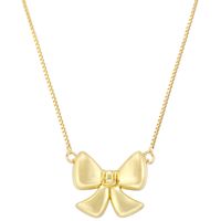 Copper 18K Gold Plated Casual Bow Knot Pendant Necklace main image 4