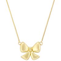 Copper 18K Gold Plated Casual Bow Knot Pendant Necklace sku image 1
