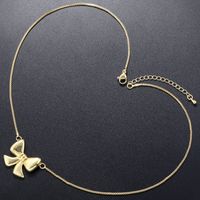 Copper 18K Gold Plated Casual Bow Knot Pendant Necklace main image 3