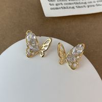 1 Pair Sweet Simple Style Butterfly Plating Inlay Copper Zircon 18K Gold Plated Ear Studs main image 2