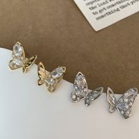 1 Pair Sweet Simple Style Butterfly Plating Inlay Copper Zircon 18K Gold Plated Ear Studs main image 1
