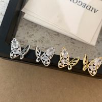 1 Pair Sweet Simple Style Butterfly Plating Inlay Copper Zircon 18K Gold Plated Ear Studs main image 3