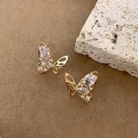 1 Pair Sweet Simple Style Butterfly Plating Inlay Copper Zircon 18K Gold Plated Ear Studs main image 4