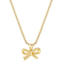 Copper 18K Gold Plated Elegant Bow Knot Inlay Zircon Pendant Necklace main image 4
