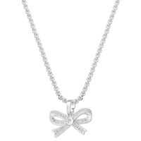 Copper 18K Gold Plated Elegant Bow Knot Inlay Zircon Pendant Necklace main image 5