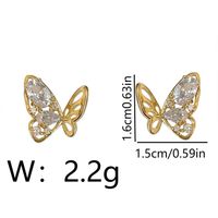 1 Pair Sweet Simple Style Butterfly Plating Inlay Copper Zircon 18K Gold Plated Ear Studs sku image 1