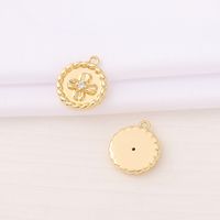 1 Piece 12 * 14mm Copper Zircon 18K Gold Plated Four Leaf Clover Round Polished Pendant main image 6