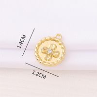 1 Piece 12 * 14mm Copper Zircon 18K Gold Plated Four Leaf Clover Round Polished Pendant main image 2