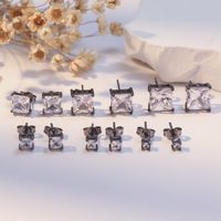 1 Pair Elegant Solid Color Square Plating Inlay Copper Zircon Ear Studs main image 1