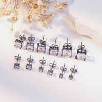 1 Pair Elegant Solid Color Square Plating Inlay Copper Zircon Ear Studs main image 5